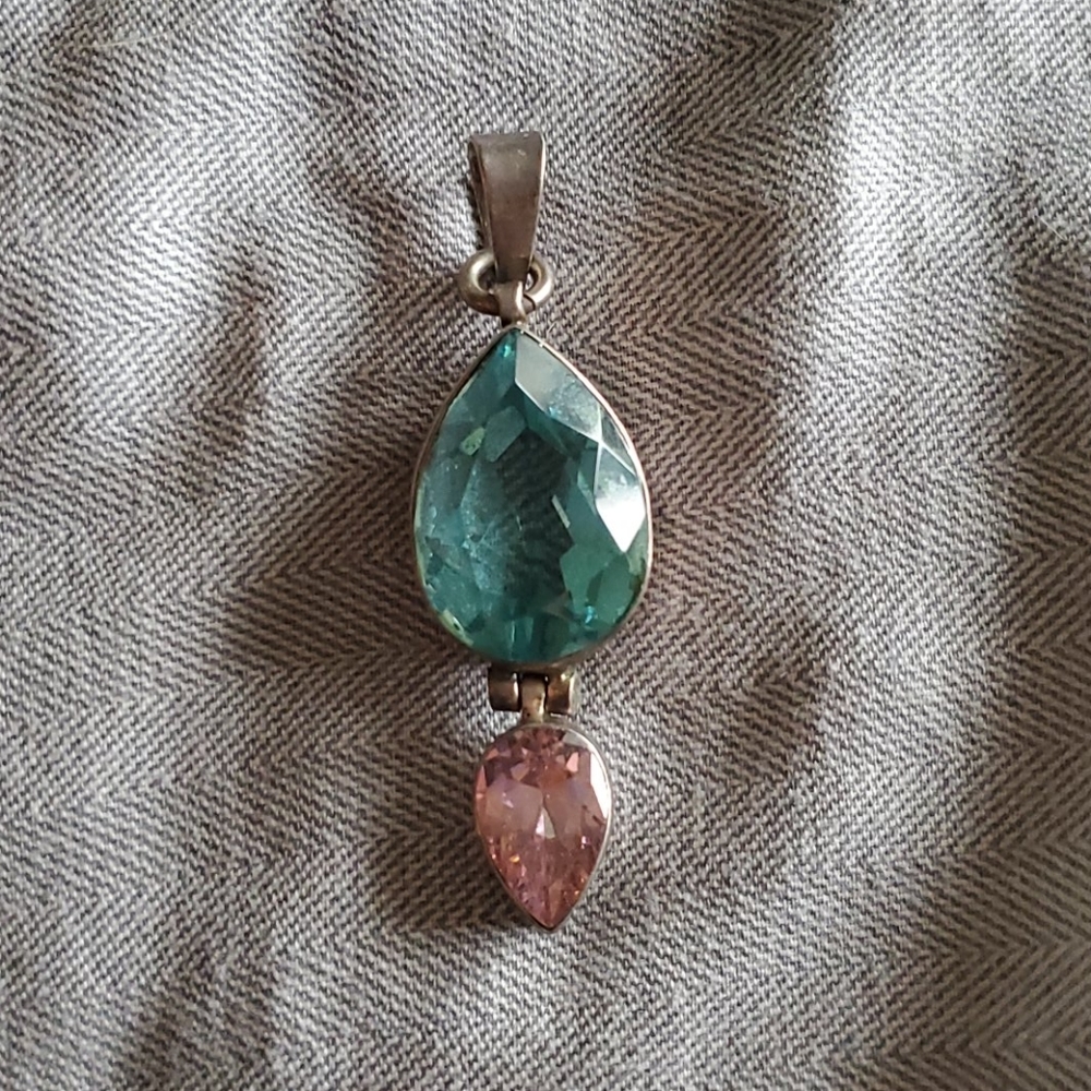 Huge Sterling Topaz Pendant